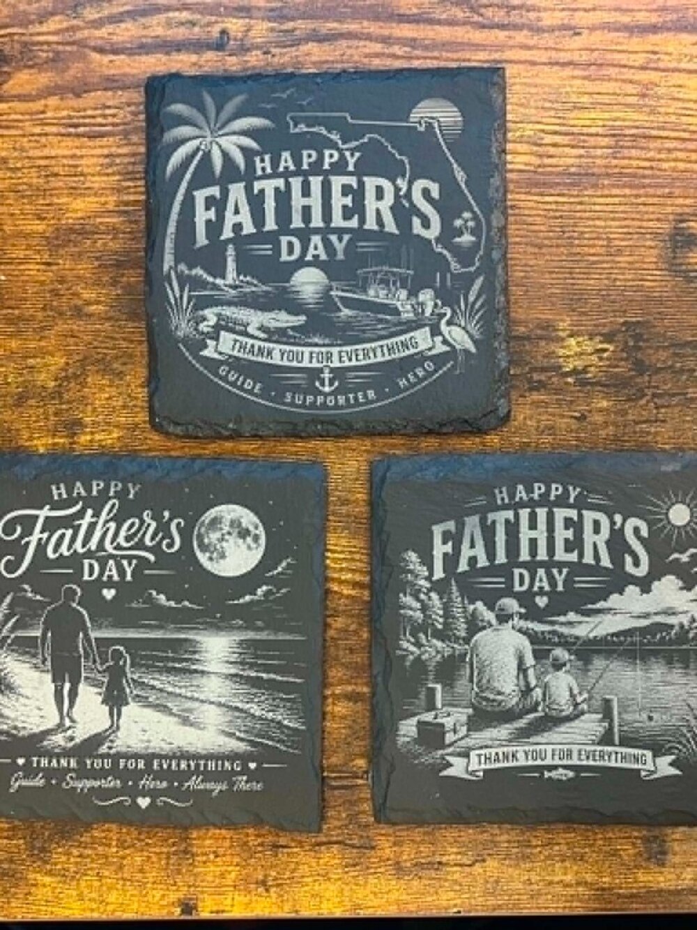 Father’s Day Slate Coaster | Fishing Beach Florida Dad Gift, Sold individually